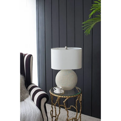 16x23.3 Textured Ceramic Shade with Table Lamp White - A&B Home