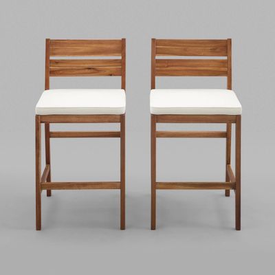 2pk Acacia Wood Counter Stools