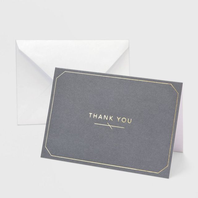 50ct Thank You Cards with Foil Border Gray