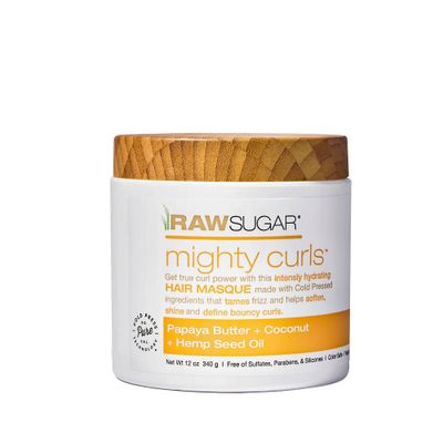 Raw Sugar Hair Masque Mighty Curls Papaya Butter + Coconut Oil + Hemp Seed Oil - 12oz