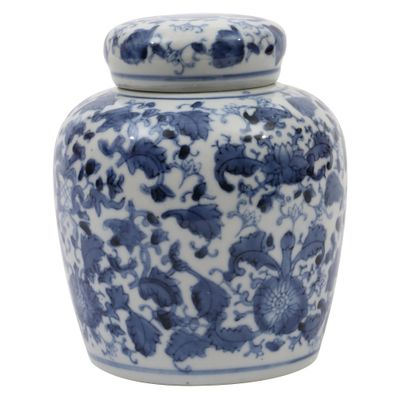 Storied Home Decorative Ceramic Ginger Jar (6.5) Blue/White - Traditional Style with Lid, Online-Unique