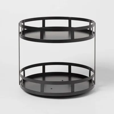 2-Tier Metal Lazy Susan Turntable Black - Brightroom: Steel Round Serving Tray, Powder-Coated, Countertop/Tabletop