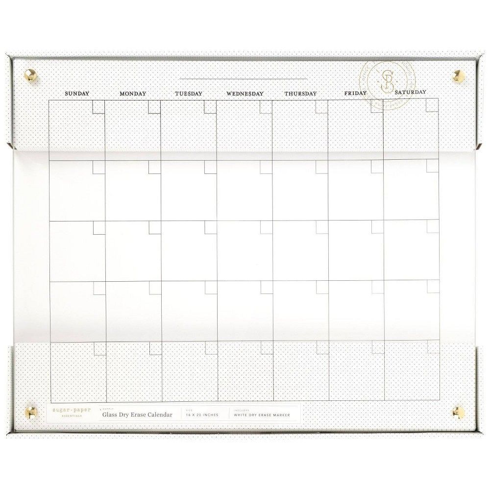 20x16 Glass Dry Erase Calendar - Sugar Paper Essentials : Target