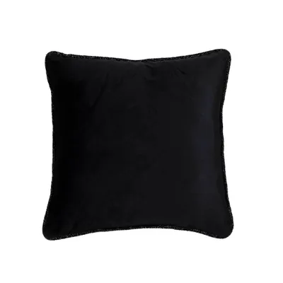 16x16 Luminous Piping Border Square Throw Pillow Black - Sparkles Home: Velvet, Rhinestone Trim, Zippered