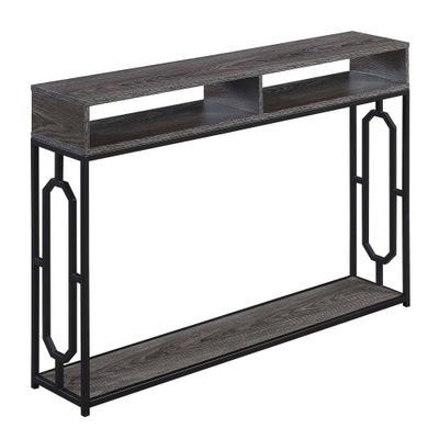 Omega Deluxe 2 Tier Console Table Weathered Gray/Black - Breighton Home: Sleek Metal Frame, MDF Narrow Design for Entryway