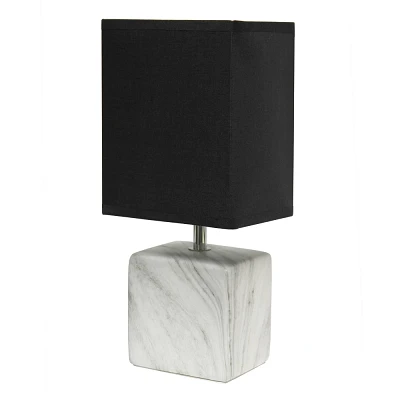 Petite Marbled Ceramic Table Lamp with Fabric Shade - Simple Designs: Light, ETL