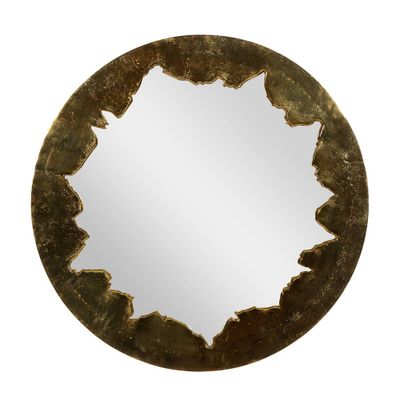 Aluminum Handmade Live Edge Wall Mirror Gold - Olivia & May: Large Round, Living Room, No Assembly Required