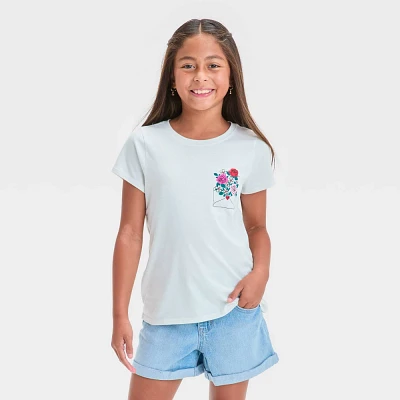 Girl Short Sleeve Valentine Day Roe Letter Graphic T-Shirt