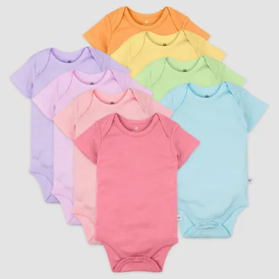 Honest Baby Girls 8pk Rainbow Organic Cotton Short Sleeve Bodysuit