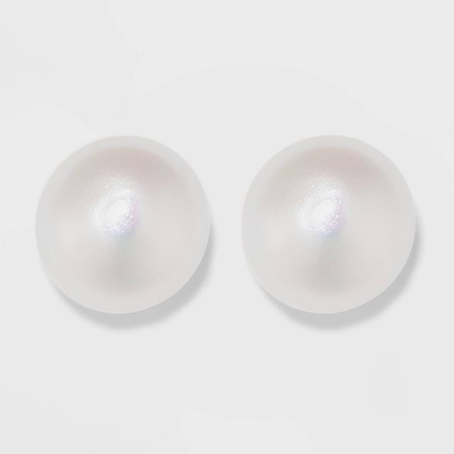 Sterling Silver Freshwater Pearl Stud Fine Jewelry Earrings - A New Day Silver/White