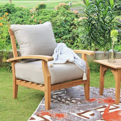 Cambridge Casual Caterina Teak Outdoor Patio Arm Chair : Weather-Resistant with Removable Cushions