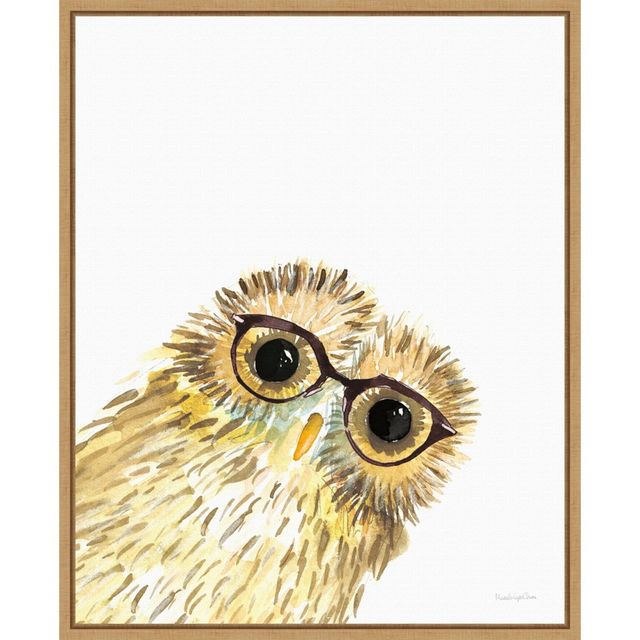 16 x 20 Owl in Glasses by Mercedes Lopez Charro Framed Wall Canvas - Amanti Art: Modern Lithograph, Sawtooth Back Mount