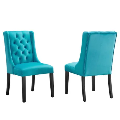 Set of 2 Baronet Performance Velvet Dining Chairs - Modway: Frame