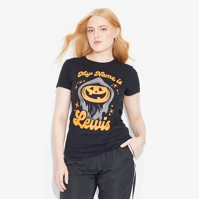 Womens Lewis & Friends Lewis The Pumpkin Ghoul hort leeve Graphic T-hirt - Black