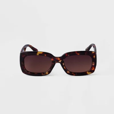 Womens Plastic Tortoise Shell Rectangle Sunglasses - A New Day Brown