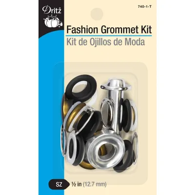 Dritz Set of 8 1/2 Fashion Grommet Kit with Tools Black: Metal Craft Hand Tools for Sewing & Quilting