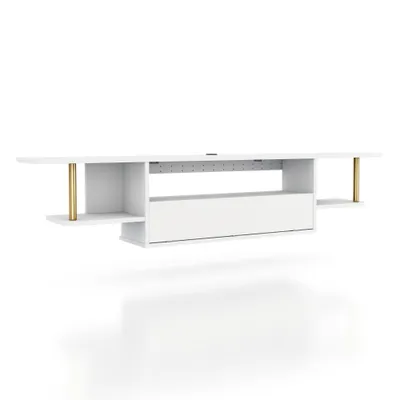 miBasics Kevis Modern Floating TV Stand for TVs up to 70 White: Wall Mounted Media Console with Storage