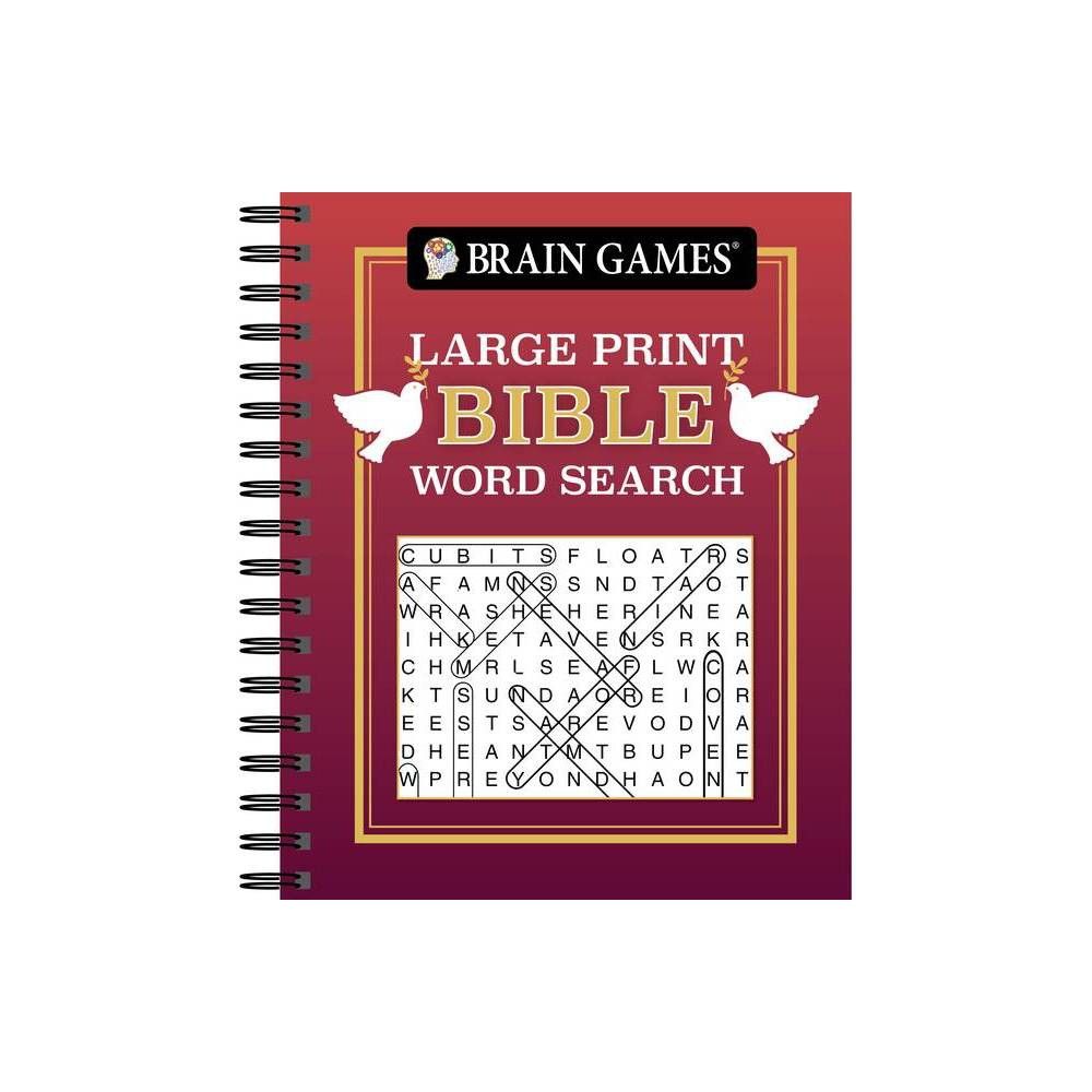 Brain Games - Large Print Bible Word Search (Red) - (Brain Games - Bible) by Publications International Ltd & Brain Games (Spiral Bound)