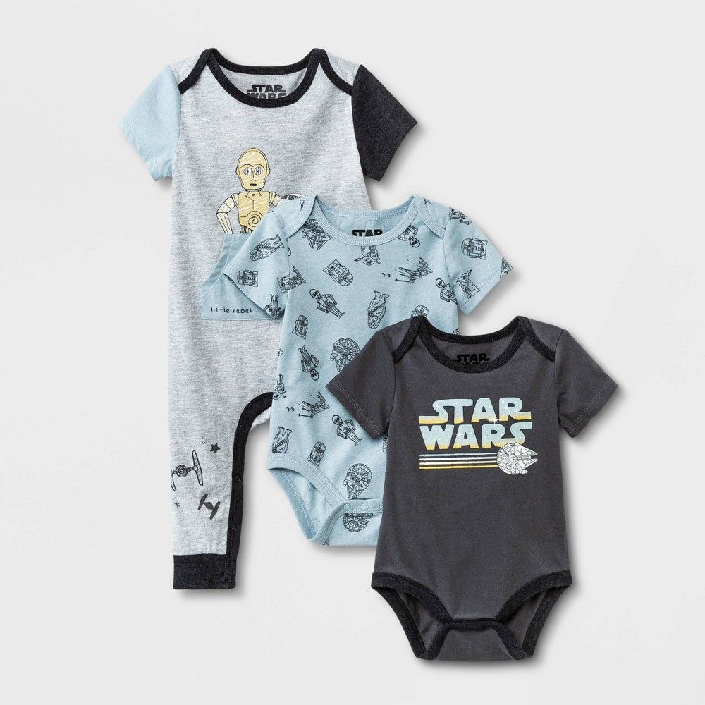 geschiedenis pariteit vers Star Wars Baby Boys 3pk Star Wars Romper Set - Gray Newborn | Connecticut  Post Mall