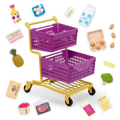 Our Generation At the Market Shopping Cart Purple & Yellow Accessory Set for 18 Dolls