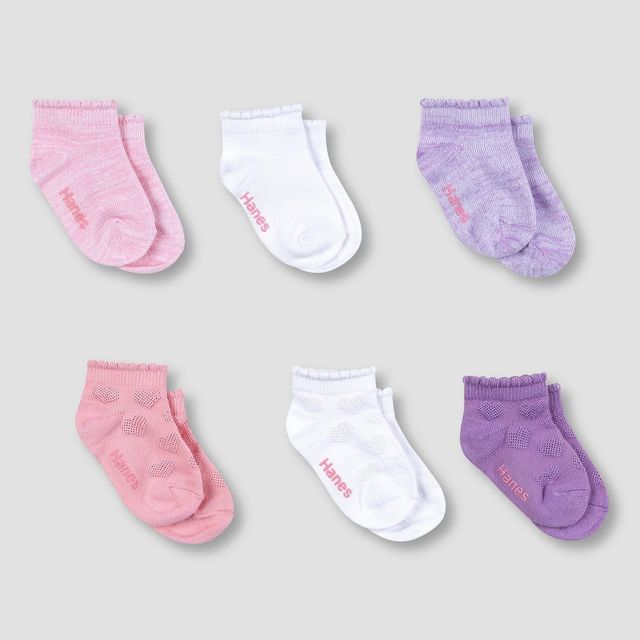 Hanes Premium Toddler Girls 6pk Low Cut Comfortsoft Socks