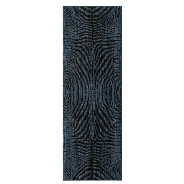 23x7 Zebra Striped Woven Rug Blue - Threshold