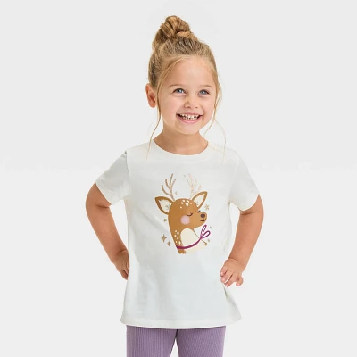 Toddler Girls Short Sleeve Sweet Deer T-Shirt