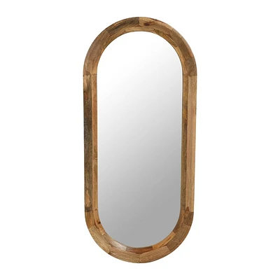 Storied Home Oval Wood Framed Wall Mirror Natural