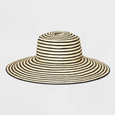 Striped Straw Down Brim Hat