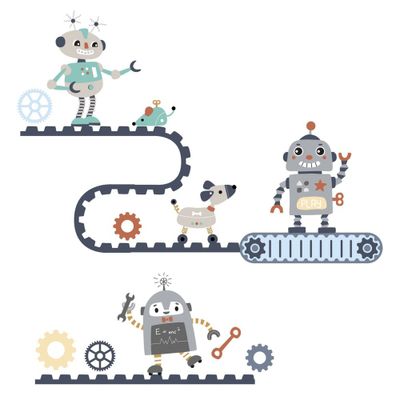 Bedtime Originals Robbie Robot Wall Decals - Blue/Gray