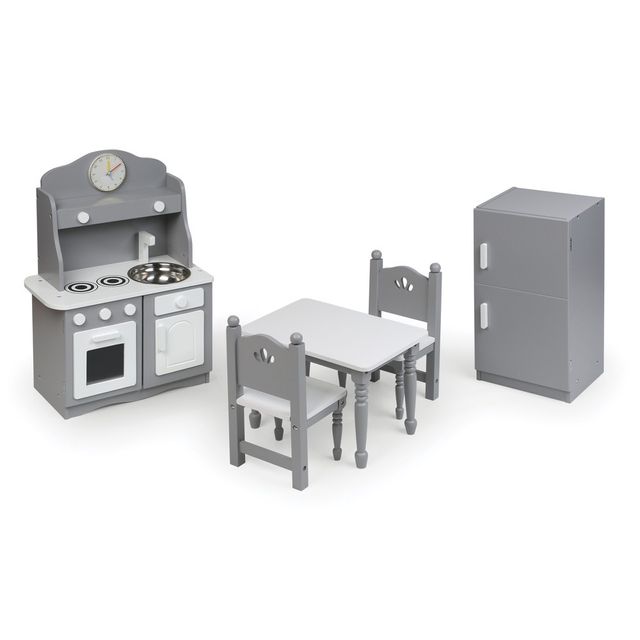 Kitchen Furniture Set for 18 Dolls - Gray/White