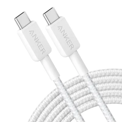 Anker 10 60W Braided USB-C to USB-C Max Fast Charging Cable - White