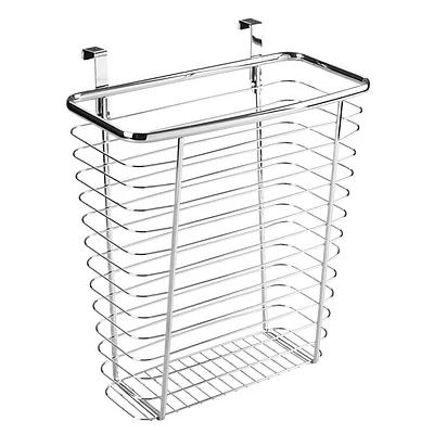 iDESIGN Axis Steel Over The Cabinet Storage Basket Organizer Waste Basket Chrome: Metal Kitchen Cabinet Organizer, Hand Wash