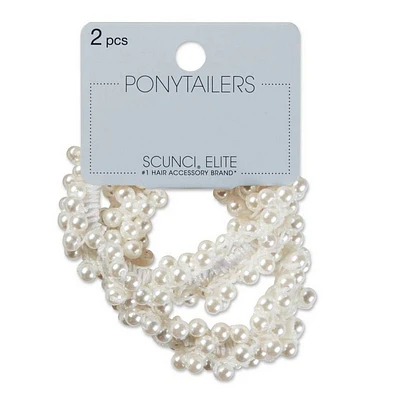 scnci Elite Pearl Embellished Elastic Ponytailer Hair Tie Set - All Hair - 2pcs