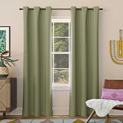 40x63 Sun Zero Blackout Kenneth Energy Saving Grommet Curtain Panel Sage Green: Thermal Insulated Noise Reducing