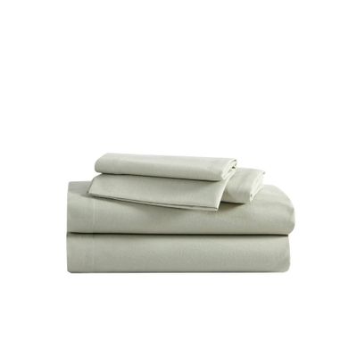 King Solid Flannel Sheet Set Green - Eddie Bauer