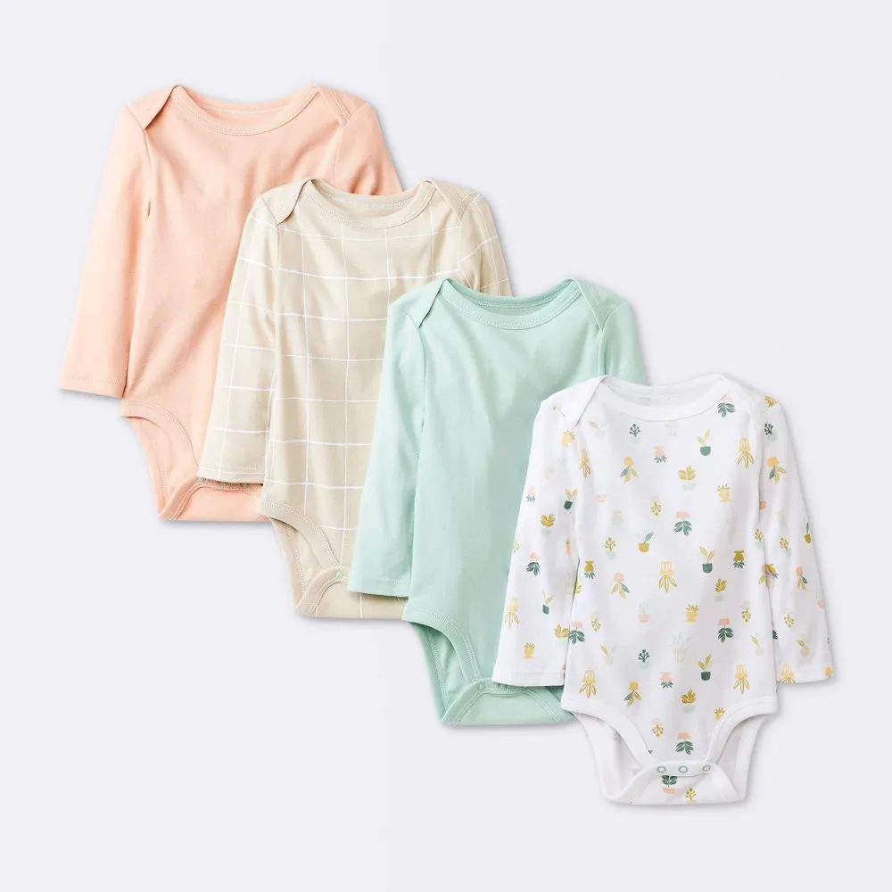 Cloud Island Baby Girls 4pk Long Sleeve Bodysuit | The Market Place