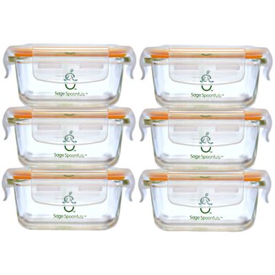 Sage Spoonfuls 6pk Durable Leakproof Glass Baby Food Storage Containers - Clear - 4oz