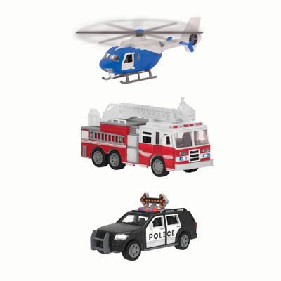 DRIVEN by Battat  Small Toy Emergency Vehicle Set  Micro Rescue Fleet - 3 pk