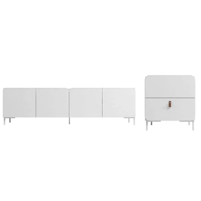 Manhattan Comfort 2pc Bogardus TV Stand & Accent Cabinet Set: Mid-Century Modern, Particle Board