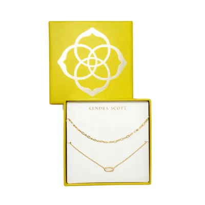 Kendra Scott Emma 14K Gold Over Brass Pendant Necklace Gift Set 2pc