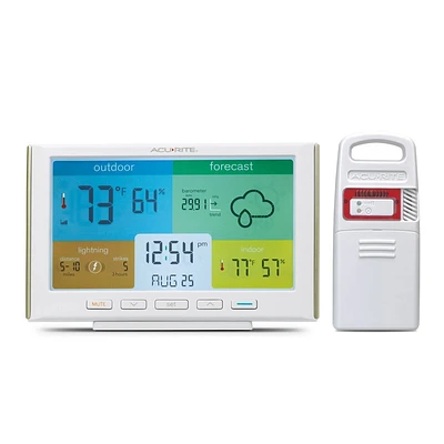 AcuRite Color Weather Station with Lightning Detection: Indoor Outdoor, Barometric Pressure, Severe Weather Alerts