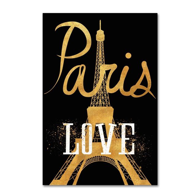 Trademark Fine Art 22 x 32 Paris Love by Lisa Powell Braun: Gallery-Wrapped Canvas, Digital Architecture Art, Unframed