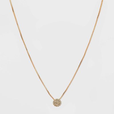 Pave Circle Pendant Necklace - A New Day Gold