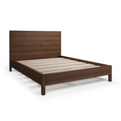 Renner Wood Platform Bed Walnut - New Heights: Solid Acacia, No Box Spring Required