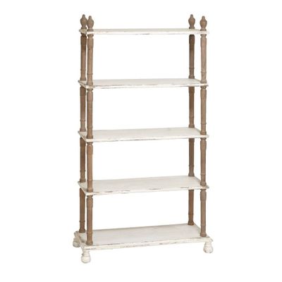 75 x 32 Farmhouse Wood Shelving Unit White - Olivia & May: Vertical Storage, 5-Tier Bookcase