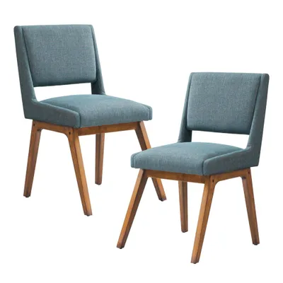 Ink+Ivy Set of 2 Boomerang Dining Chair : Upholstered, Pecan Wood Legs, Mid-Century Modern