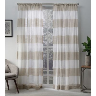 Set of 2 (84x50) Darma Rod Pocket Window Curtain Panel Linen - Exclusive Home: Beige, Light Filtering, Modern Decor Style