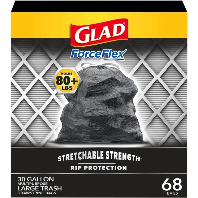 Glad ForceFlex MaxStrength Recovered Plastic Trash Bag - Lemon Fresh - 13  Gallon/45ct