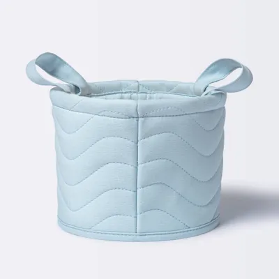 Quilted Fabric Small Round Storage Basket - Blue - Cloud Island